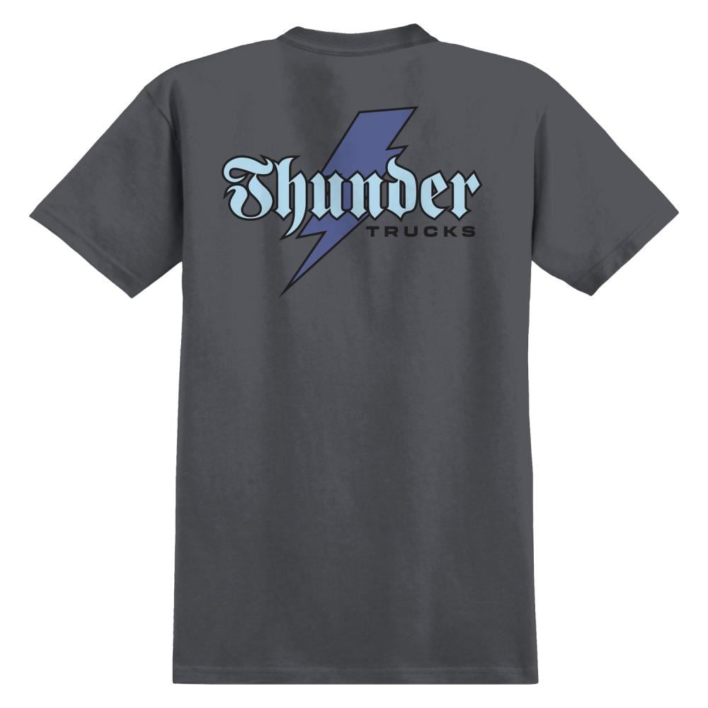 Thunder T-Shirt Bolt Script - Charcoal / Blue / Black Prints