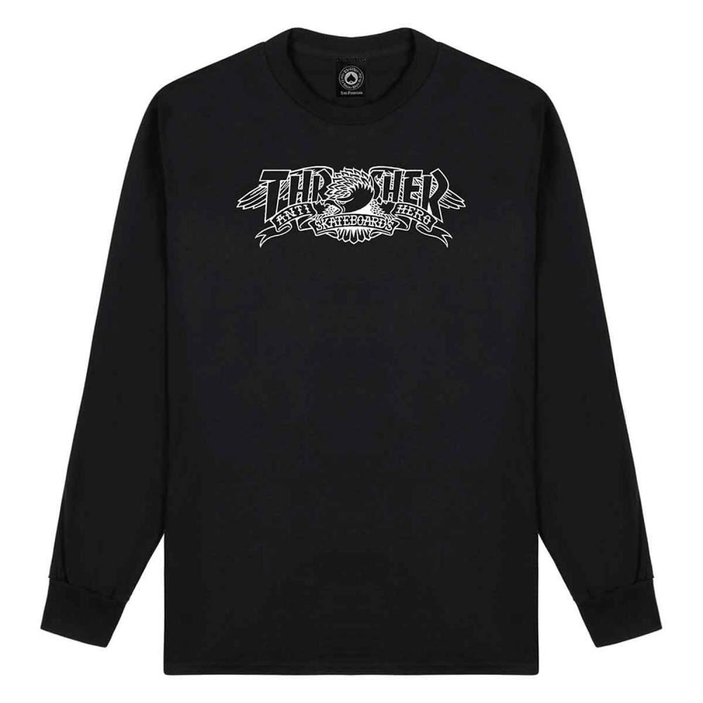 Thrasher X Antihero LS T-Shirt Mag Banner - Black