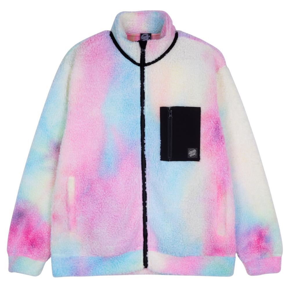 Santa Cruz Womens Jacket Sydney Sherpa Fleece - Pastel Tie Dye - Skatewarehouse.co.uk