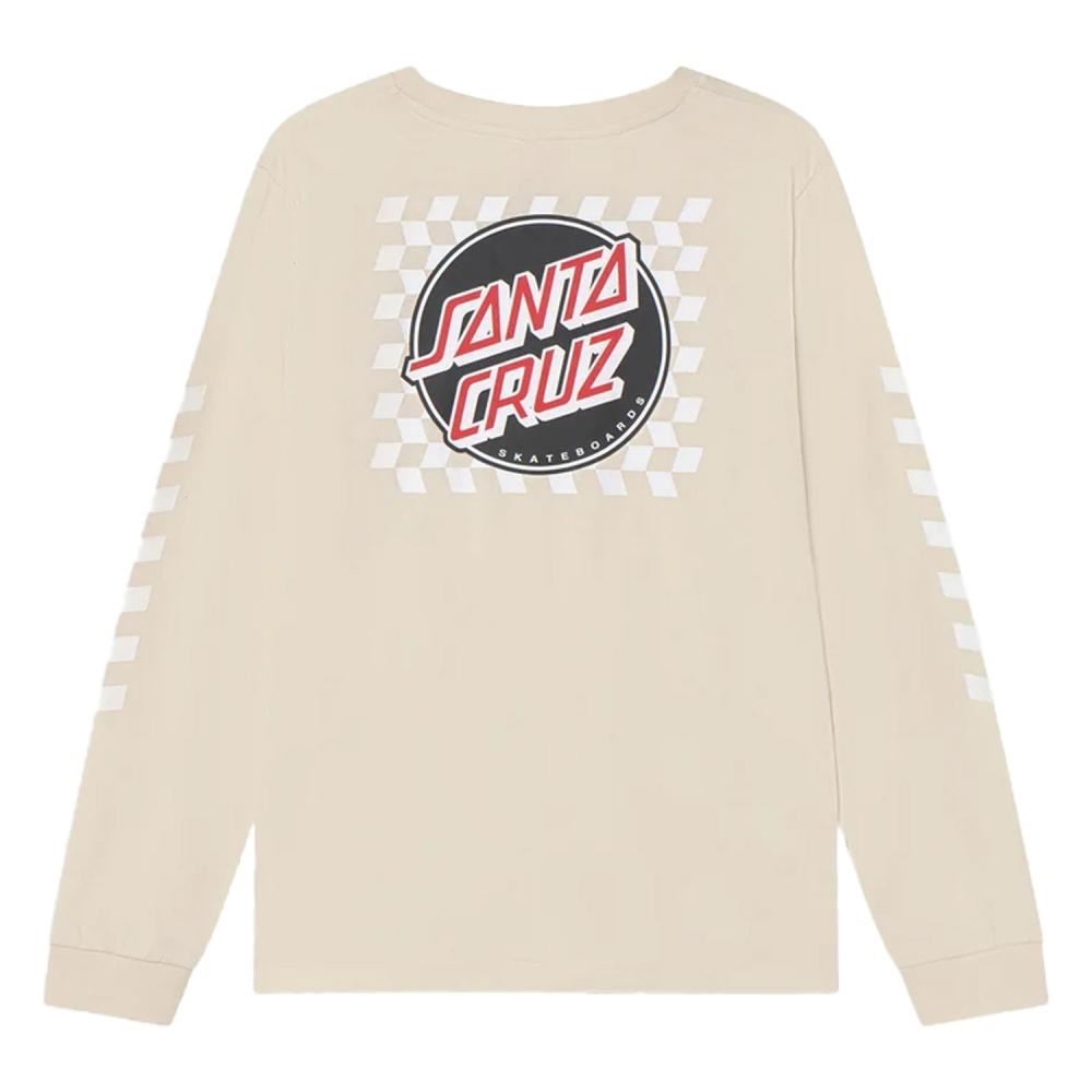 Santa Cruz Youth L/S T-Shirt Youth Optical Check LS T-Shirt - Off White - Skatewarehouse.co.uk