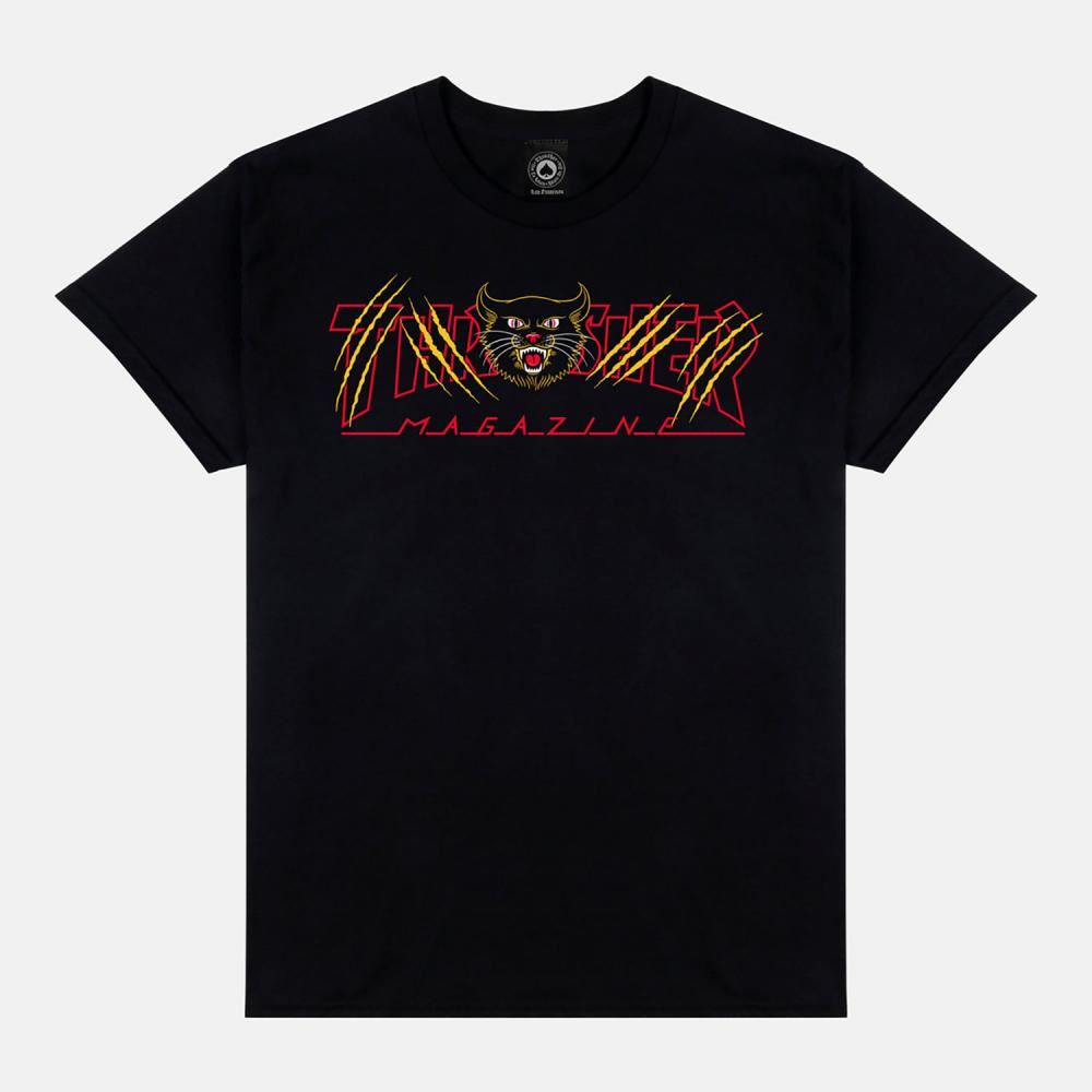 Thrasher T-Shirt Gato - Black - Skatewarehouse.co.uk