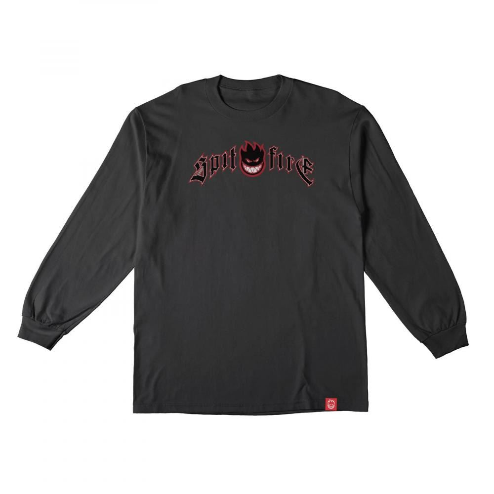 Spitfire L/S T-Shirt Immortal Fire - Black / Red / Black / White Print