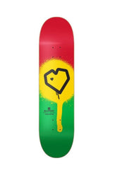 Blueprint Spray Heart Skateboard Deck Rasta 8"