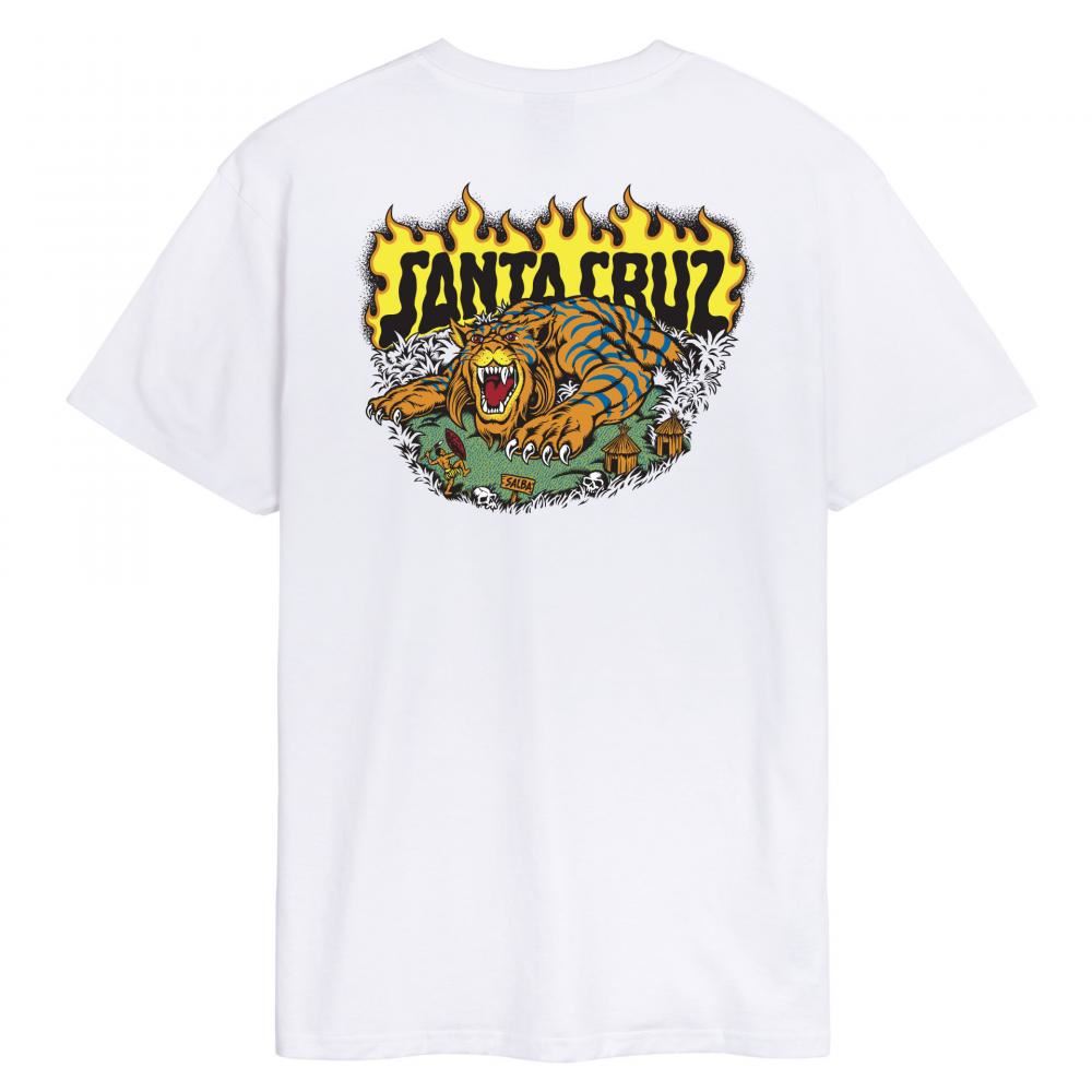 Santa Cruz T-Shirt Salba Tiger Redux - White - Skatewarehouse.co.uk