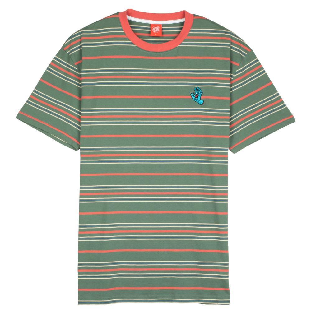 Santa Cruz T-Shirt Mini Hand Stripe T-Shirt - Sage Stripe - Skatewarehouse.co.uk
