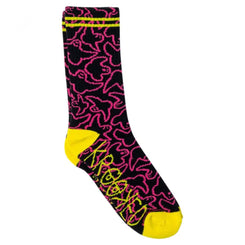 Krooked Socks Multi Birds Black / Pink / Yellow - O/S