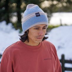 Dewerstone Block Stripes Recycled Beanie - Grey / Blue -