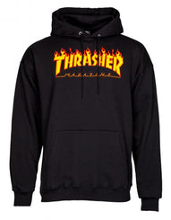 Thrasher Hoody Flame Logo - Black - Skatewarehouse.co.uk