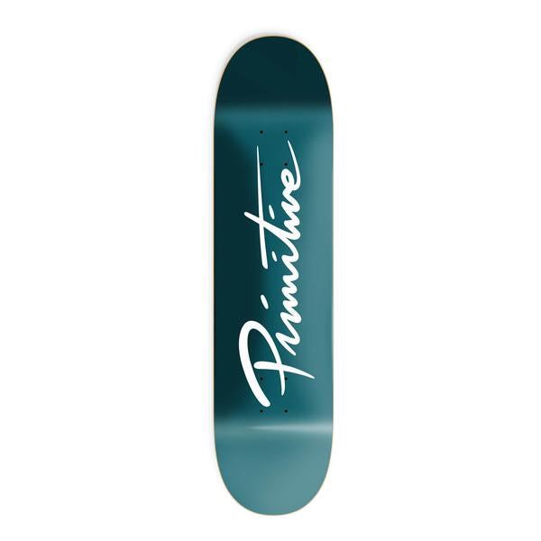 Primitive Nuevo Script Core Skateboard Deck Teal  - 8.25