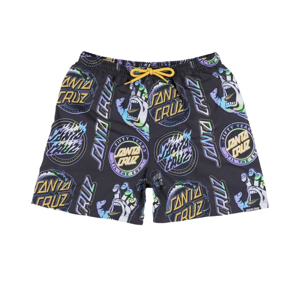 Santa Cruz Youth Swimshorts Youth Holo Swimshort - Black - Skatewarehouse.co.uk