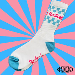 Radical. Rad Check Socks - Blue/Pink/White - UK 4-8