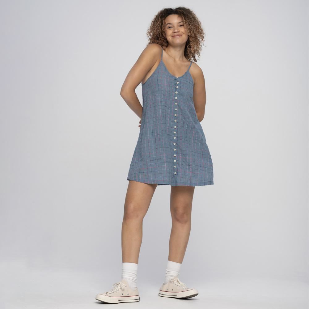 Santa Cruz Womens Dress Sundance Skater Dress - Blue Check