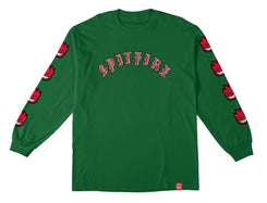 Spitfire L/S T-Shirt Old E Bighead Fill Sleeve - Kelly Green / Red / White