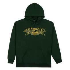 Thrasher X Antihero Hoodie Mag Banner - Forest Green