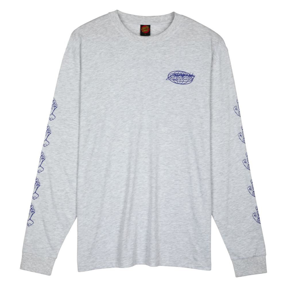 Santa Cruz L/S T-Shirt Global Flame Dot Mono - Athletic Heather