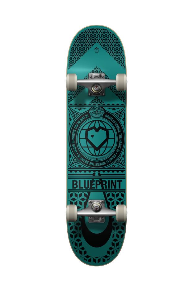 Blueprint Home Heart Complete Skateboard Black/Turquoise 8.25"