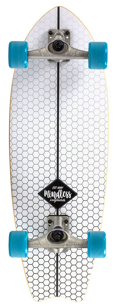 Mindless Surf Skate Fish Tail White Surfskate Skateboard 29.5 x 9.75 Skatewarehouse
