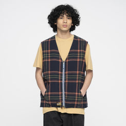 Santa Cruz Jacket Vista Reversible Vest - Stone Wash / Multi Check
