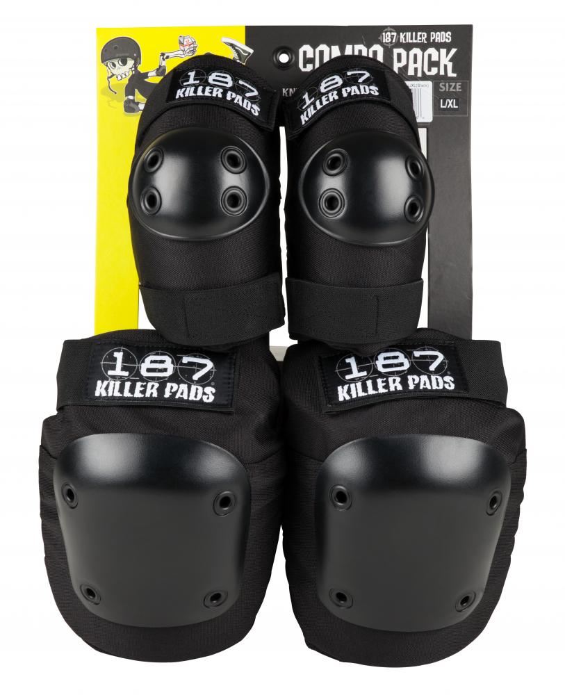 187 Killer Pads Combo Pack Knee & Elbow - Black - Skatewarehouse.co.uk