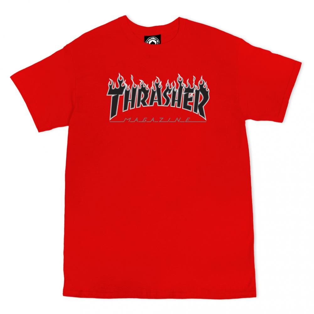 Thrasher T-Shirt Flame Logo - Red