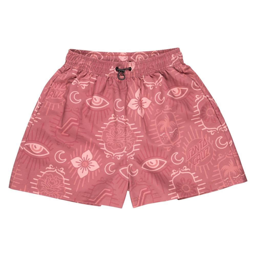 Santa Cruz Womens Swim Shorts Venice - Red Patchwork