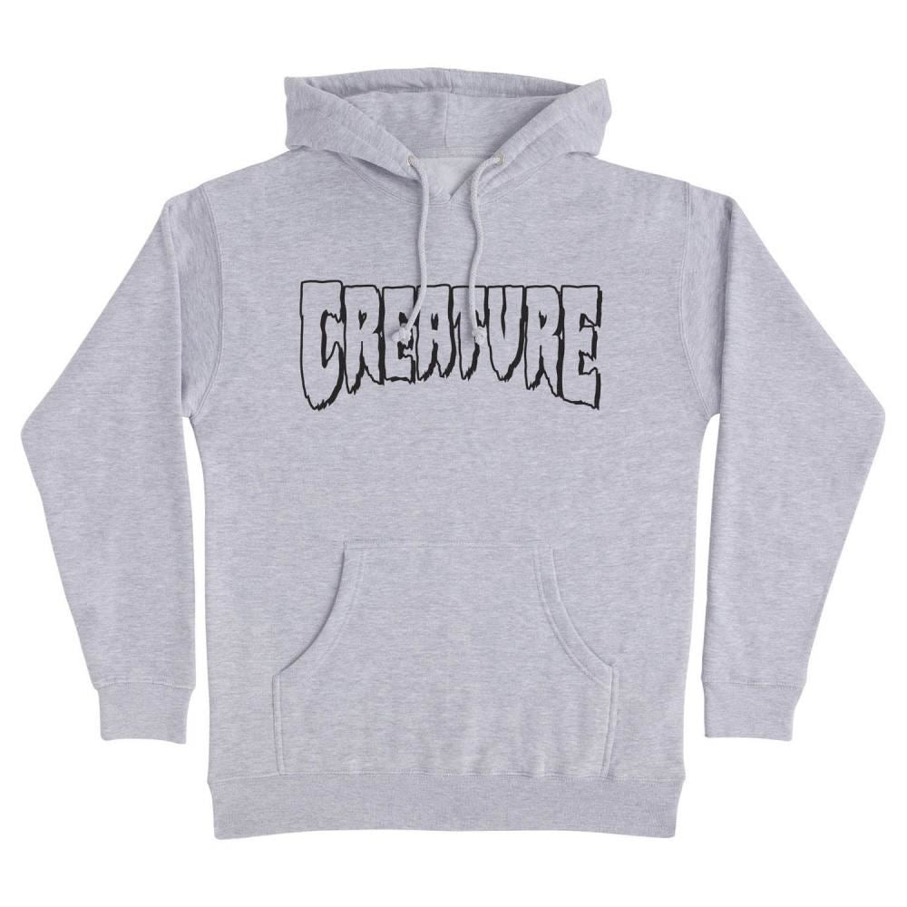 Creature Hoody Logo Outline - Heather Grey - Skatewarehouse.co.uk