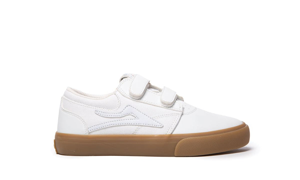 Lakai Griffin Kids Leather Skate Shoes - White/Gum