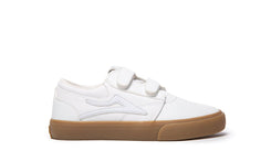 Lakai Griffin Kids Leather Skate Shoes - White/Gum