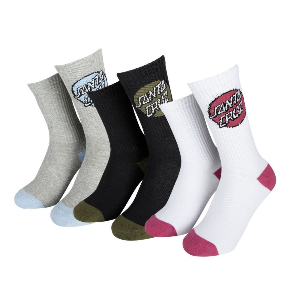 Santa Cruz Womens Socks Pop Dot Sock (3 Pack) Assorted - O/S