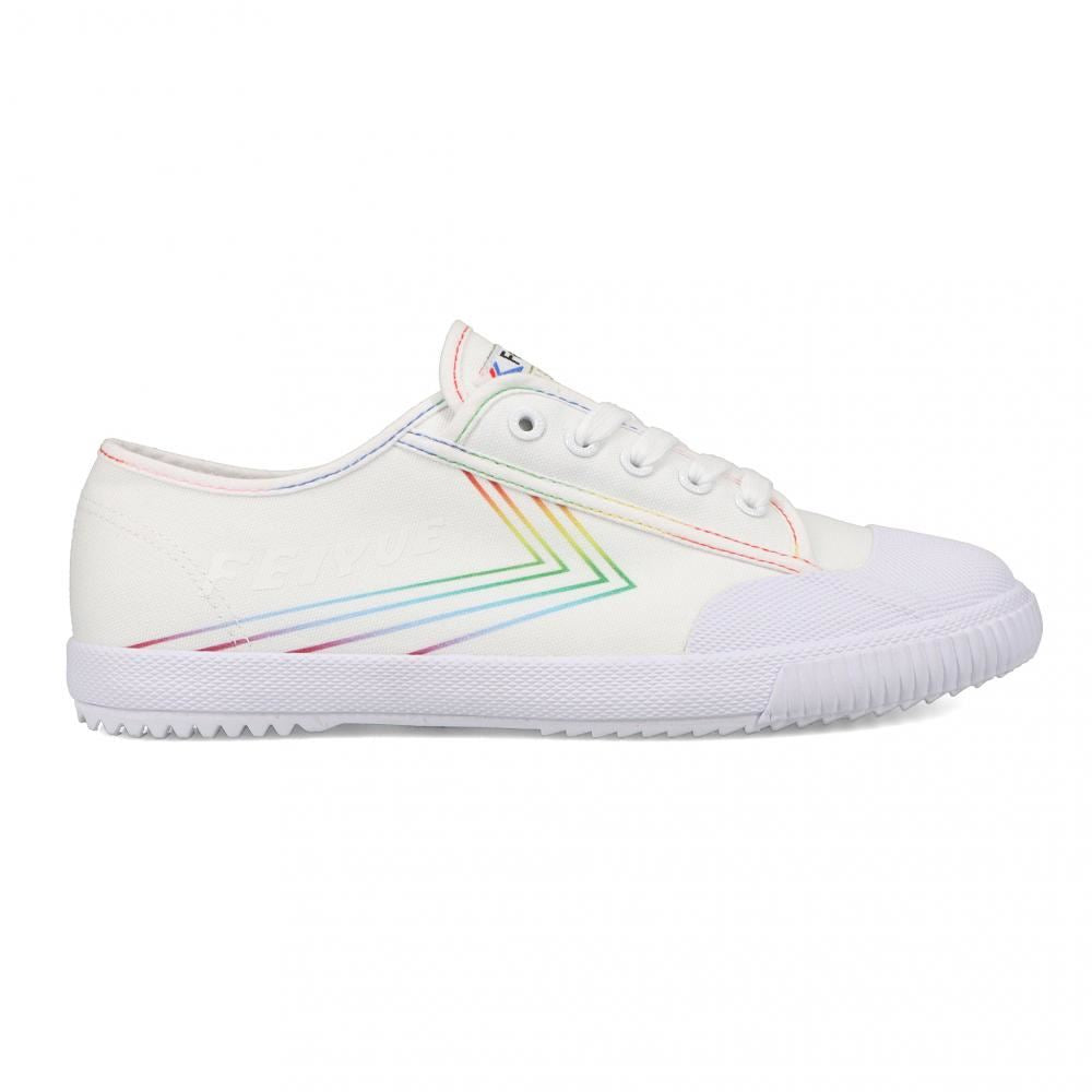 Feiyue Footwear Fe Lo 1920 Canvas Martial Arts/Gym/Lifing Shoes - White / Rainbow - Skatewarehouse.co.uk