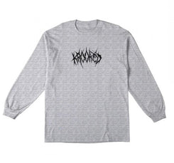 Krooked Longsleeve T-Shirt Necro Skript - Ash / Black Print