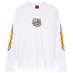 Santa Cruz Longsleeve T-Shirt Flaming Dice Dot Front L/S - White