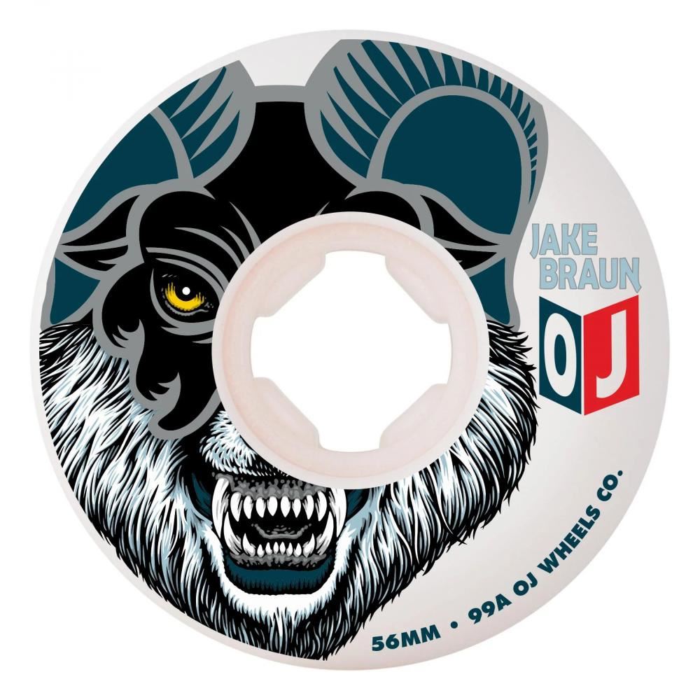 OJ Skateboard Wheels 56mm Jake Braun Wolf Elite - White