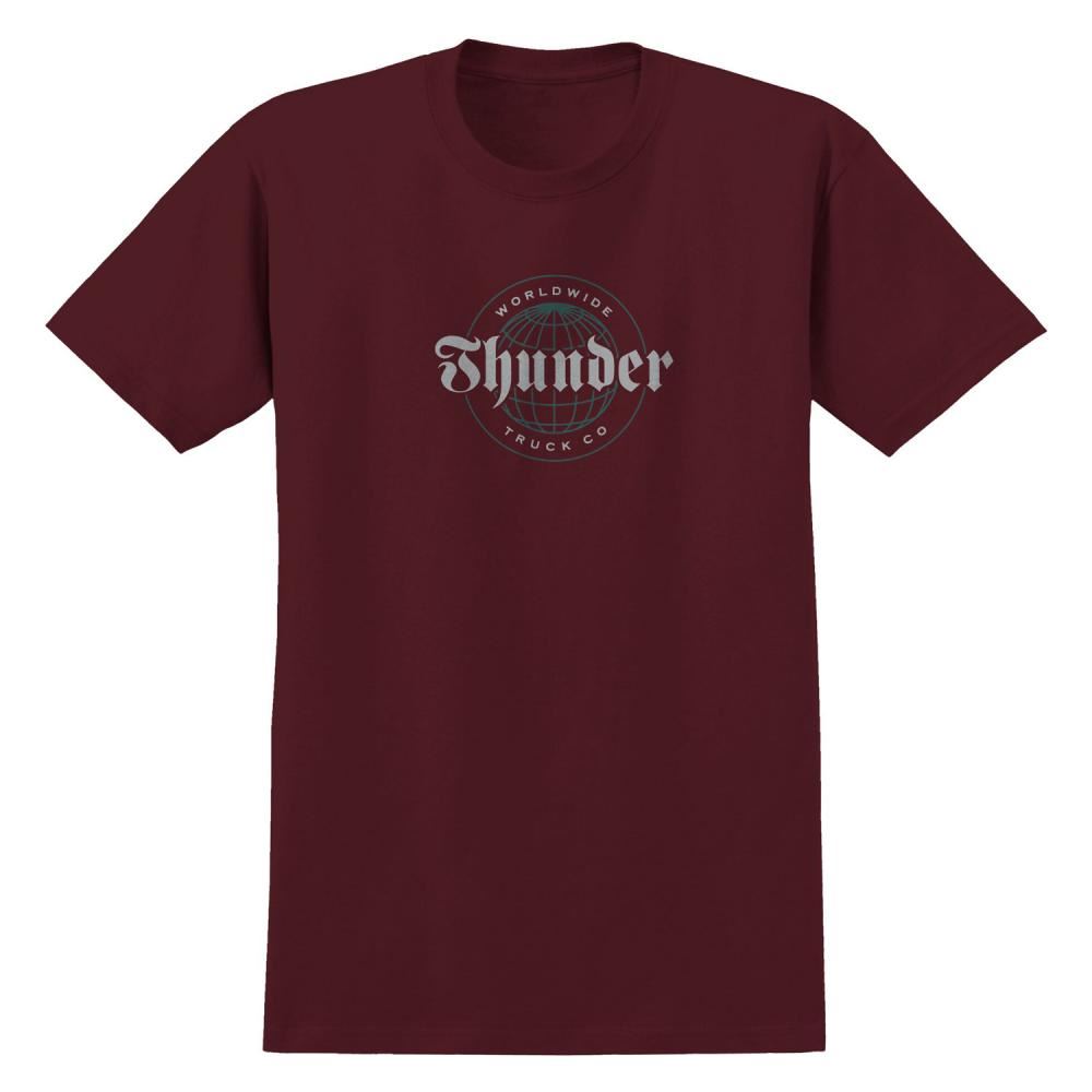 Thunder T-Shirt Worldwide Script - Maroon / Grey / Green