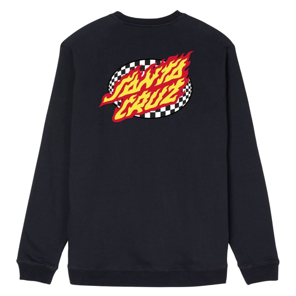 Santa Cruz Crew Oval Check Flame Crew - Black