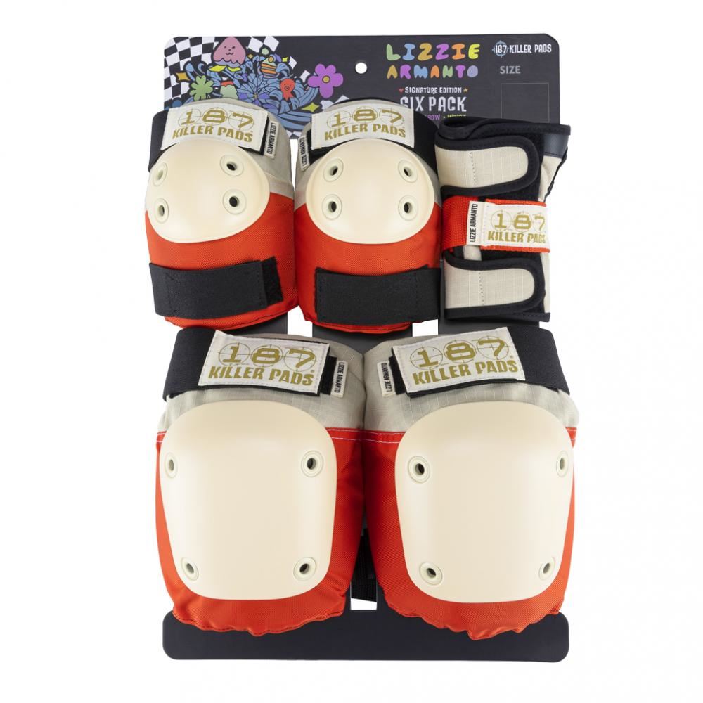 187 Killer Pads Jr. Six Pack Set Lizzie - Orange - Skatewarehouse.co.uk