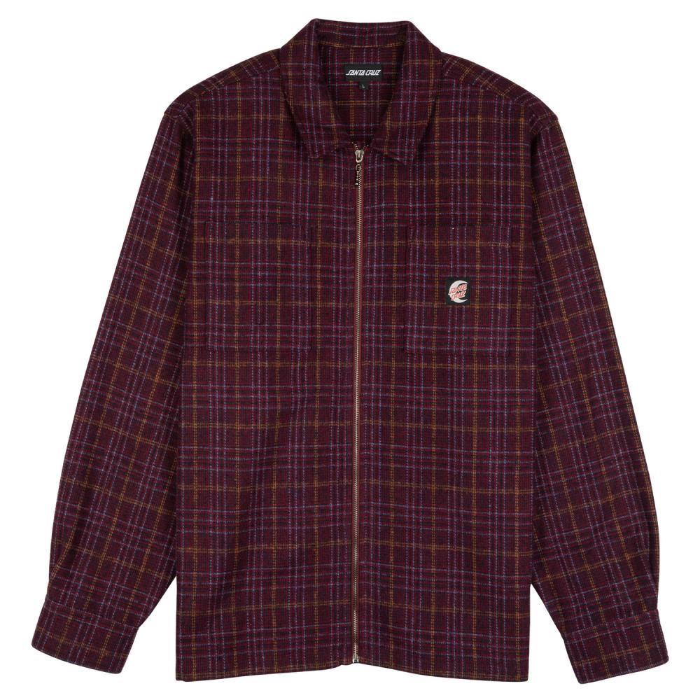 Santa Cruz Shirt Crescent Shirt Maroon Check - XXL - OUTLET - Skatewarehouse.co.uk