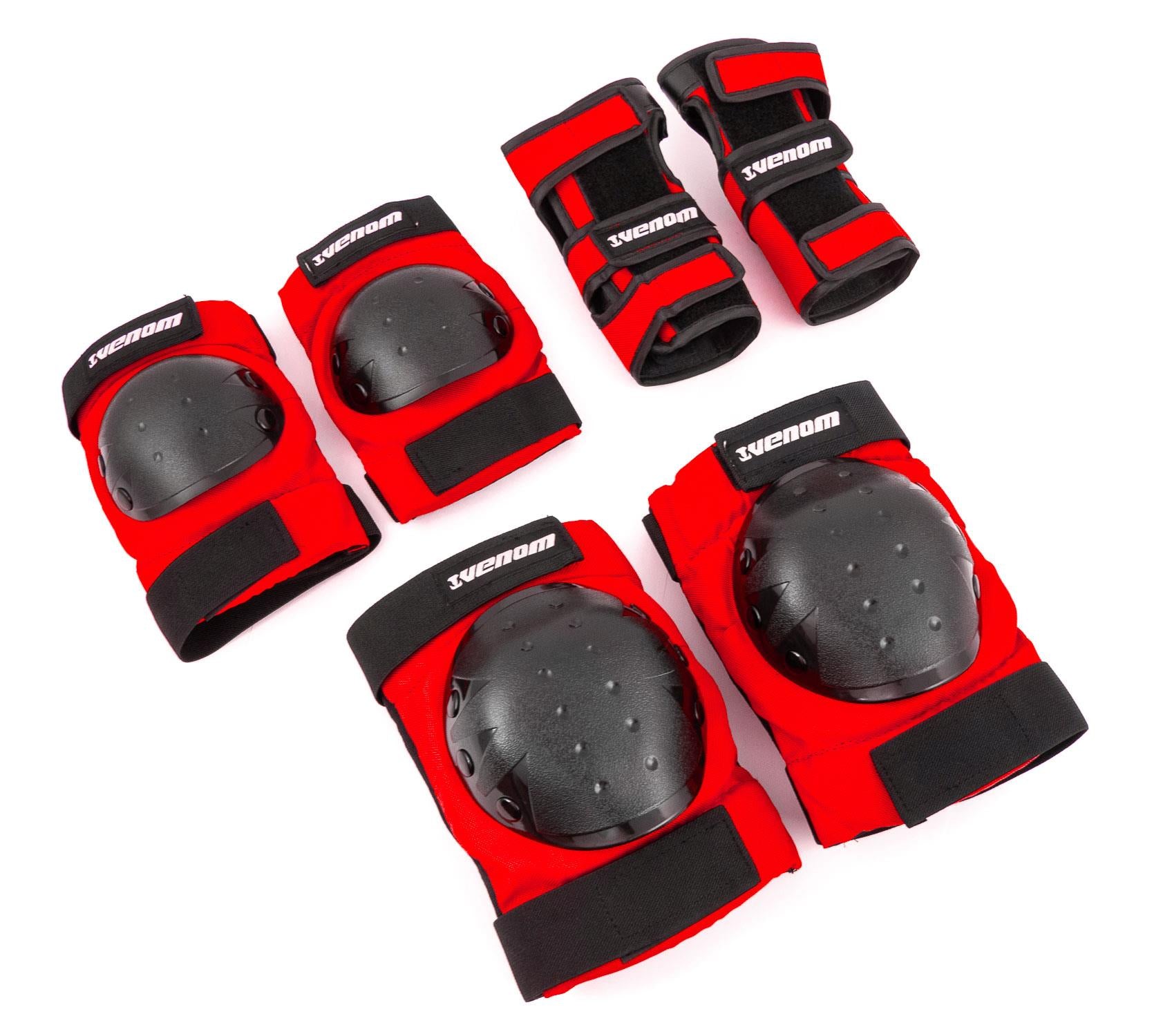 Venom Triple Knee Elbow Wrist Pad Set Red Black Skatewarehouse