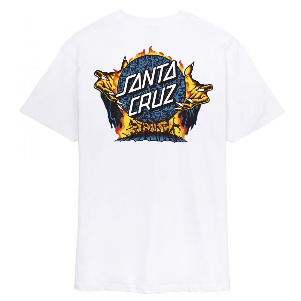 Santa Cruz T-Shirt Knox Firepit Dot - White - Skatewarehouse.co.uk