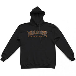 Thrasher Hoody Outlined Hood - Black / Orange - Skatewarehouse.co.uk