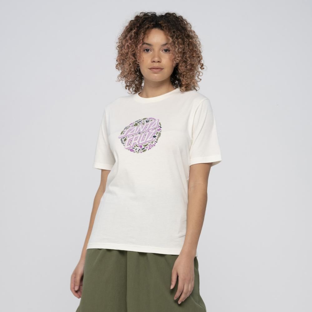 Santa Cruz Womens T-Shirt Foliage Dot T-Shirt - Off White - Skatewarehouse.co.uk