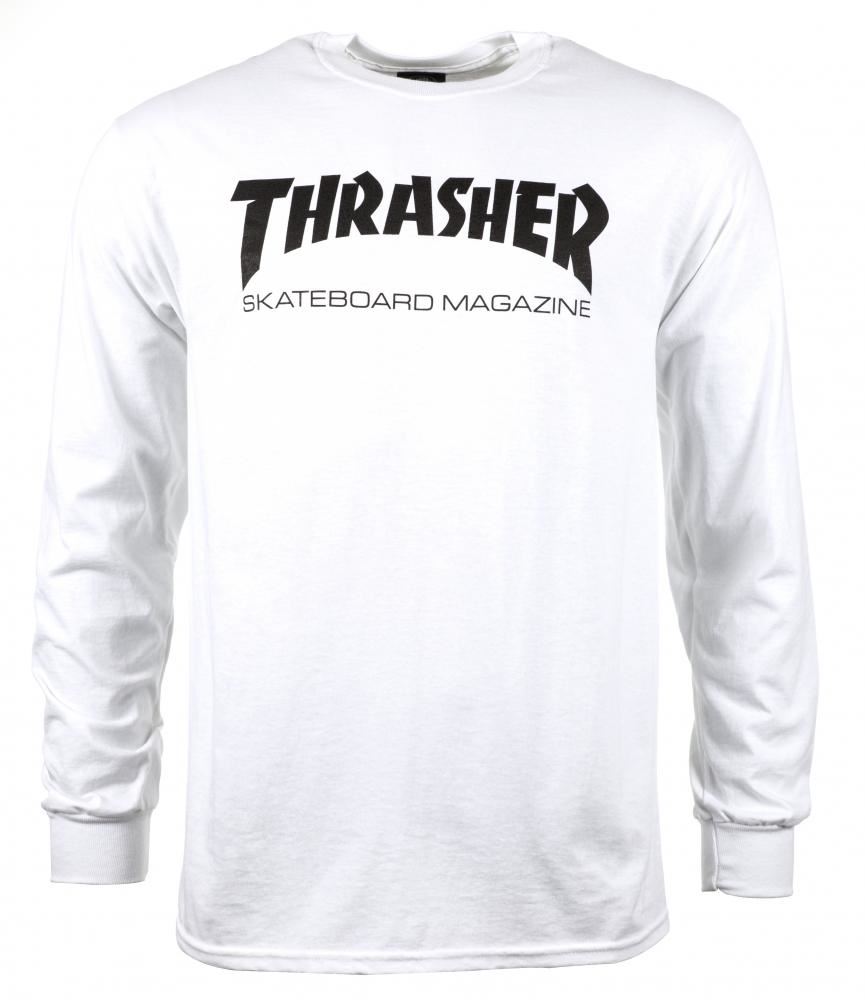 Thrasher Long Sleeve T-Shirt Skate Mag - White - Skatewarehouse.co.uk