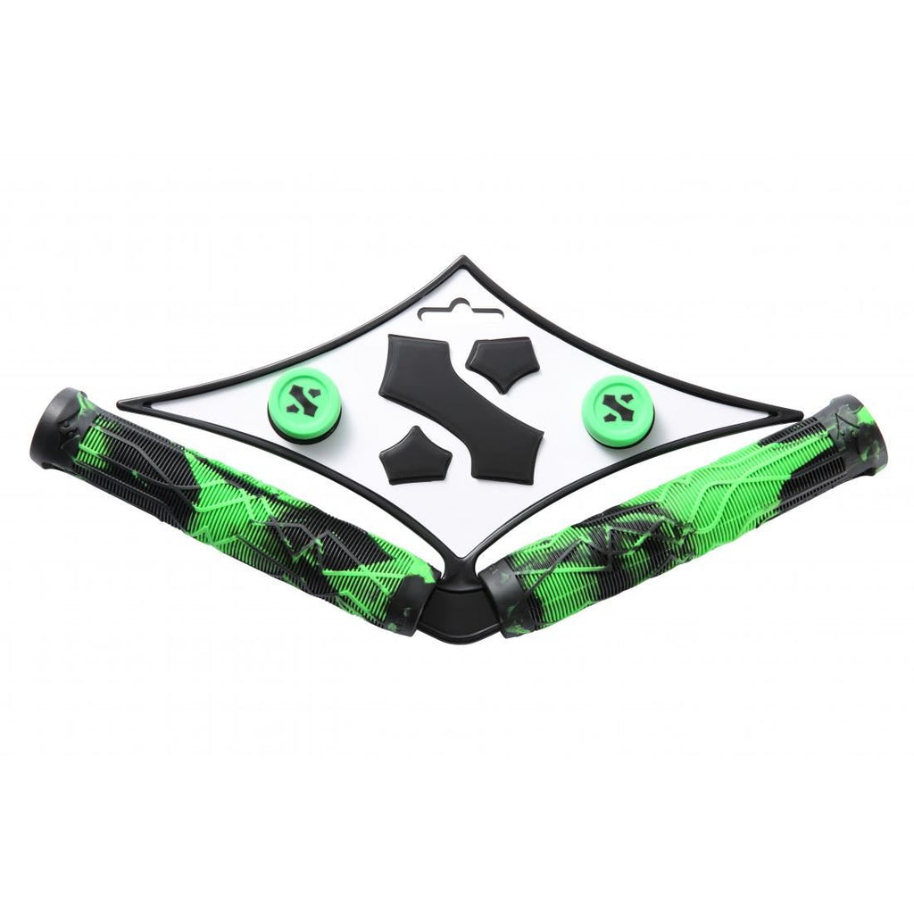 Sacrifice SPY Scooter Bar Grips - Black/Green - Skatewarehouse.co.uk