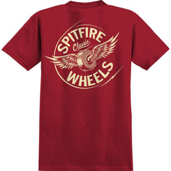 Spitfire T-Shirt Flying Classic - Maroon - Skatewarehouse.co.uk