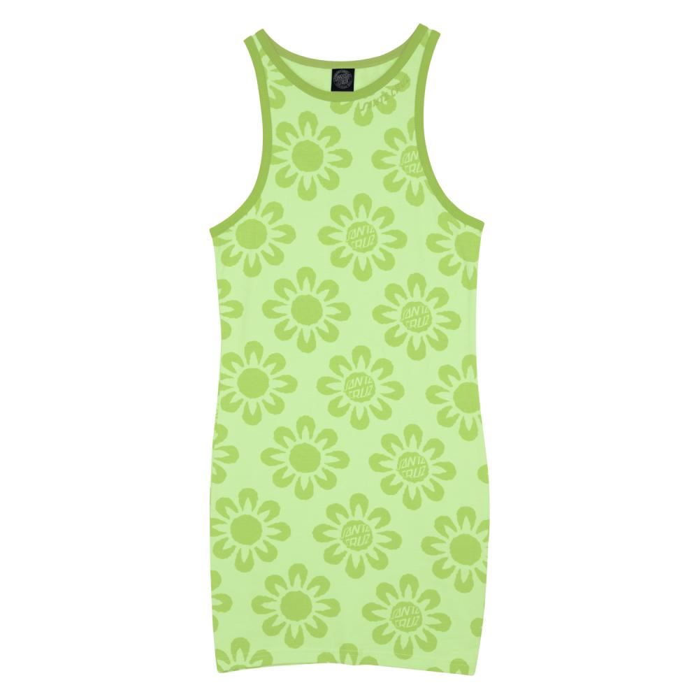 Santa Cruz Womens Dress Strip Racer Dress - Green Flowers