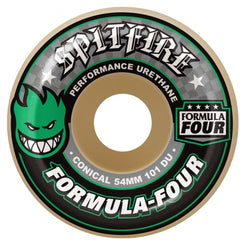 Spitfire Formula Four Skateboard Wheels Conical 101D (Green Print) - Natural