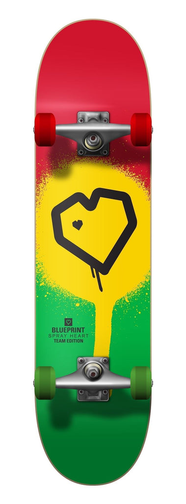 Blueprint x Tensor Spray Heart Rasta Complete Skateboard - 8.0"