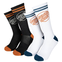 Santa Cruz Socks Kick (2 Pack) Black / Pumpkin&White / Dark Teal - 8-11