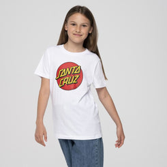 Santa Cruz Youth T-Shirt Youth Classic Dot T-Shirt - White - Skatewarehouse.co.uk