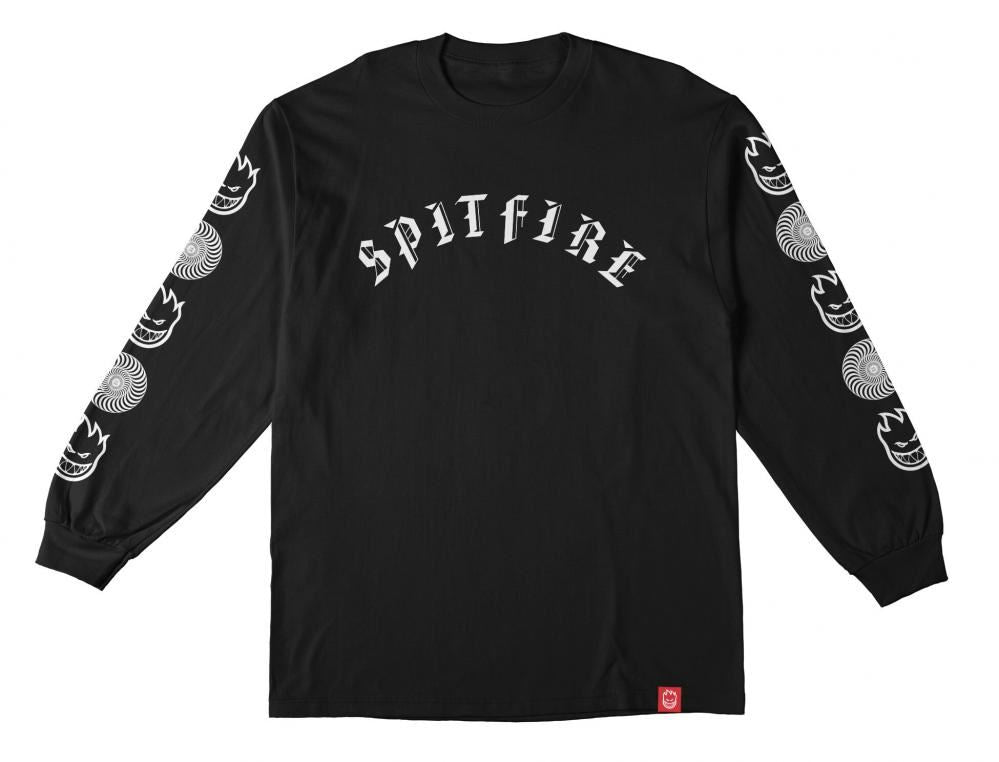 Spitfire L/S T-Shirt Old E Combo Sleeve - Black / White